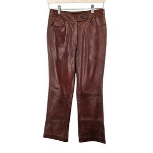 Pellacci 100% Italian Leather Genuine Brown Pants Made In USA Size Small Elegant